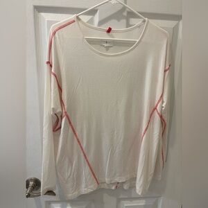 Lou & Grey Loft Cream With Pink Accents Long‎ Sleeve Top